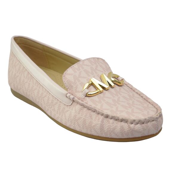 Michael Kors Reed MK Logo Coated Canvas Loafer Moc Moccasin Pink 6/8/9/9.5 Nib - Picture 1 of 7